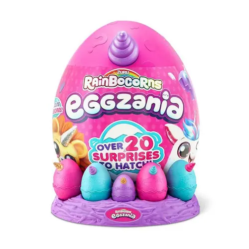 חגיגת ריינבוקורן 20 הפתעות Rainbocorns Eggzania לילדים