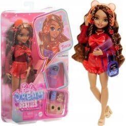 בובה ברבי שיער חום גלי וקליפסים עם אבזרי שיער Dream Besties HYC23 לילדים